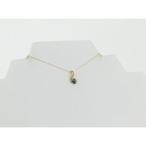 14k Yellow Gold Natural Turquoise Necklace 18 1/2" Chain Dainty Delicate - Picture 5 of 7